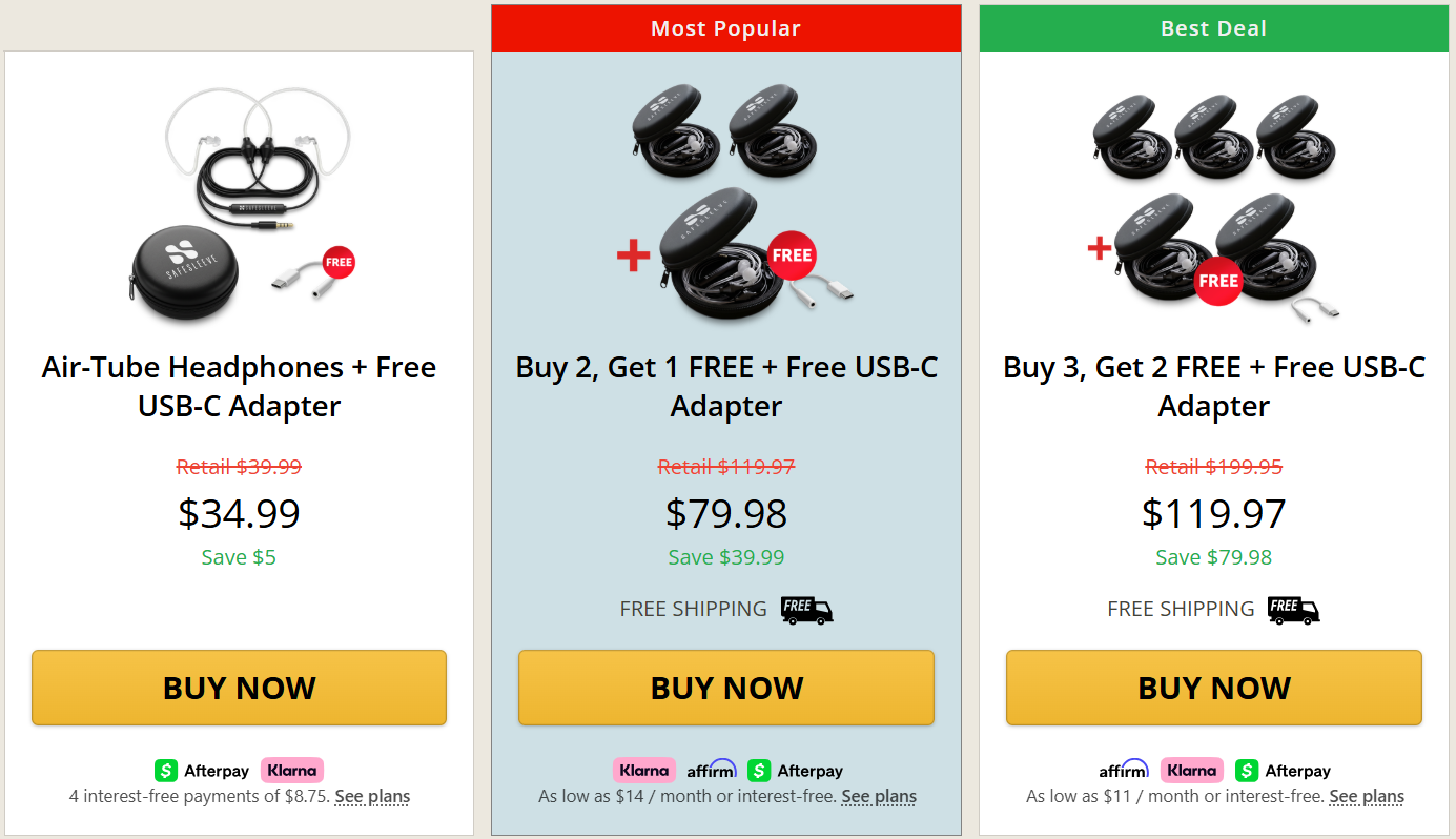 Anti-Radiation Air-Tube Headphones Pricing