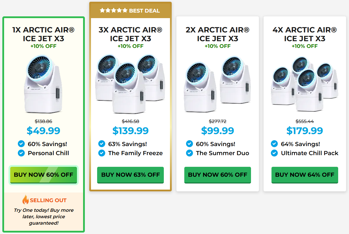 Arctic Air Ice Jet X3 Pricing
